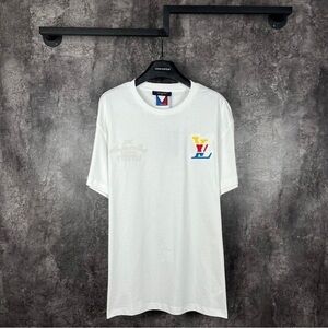 Louis Vuitton White Tee with Multicolor Logo